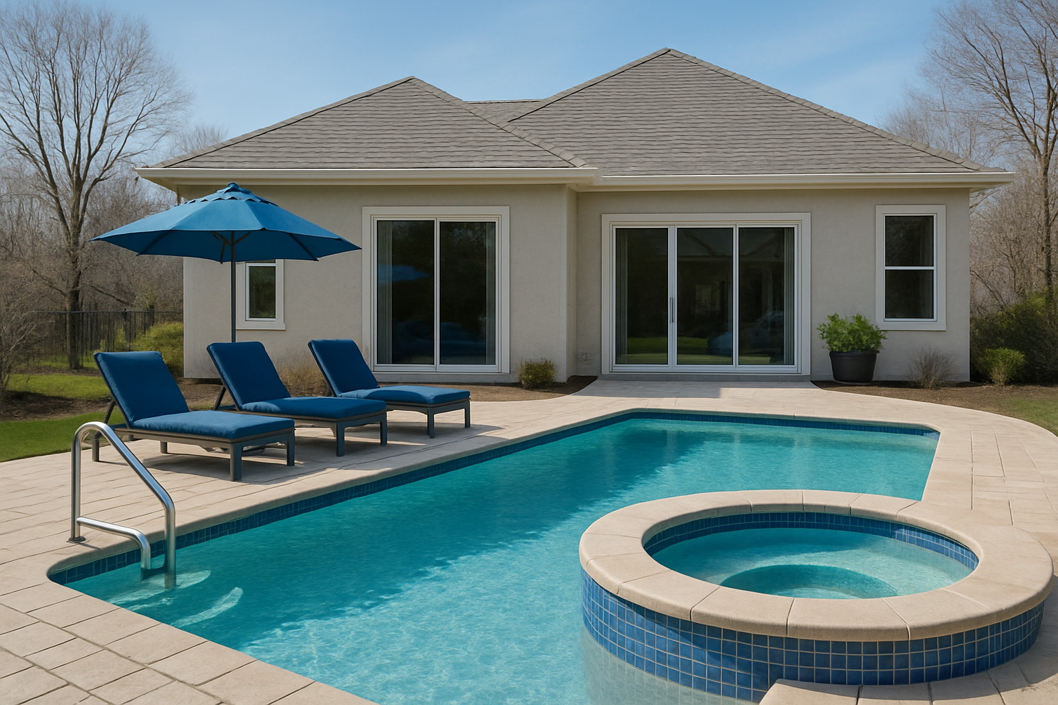 Luxury pool at sunset
